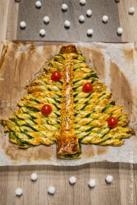 Sapin de Noel feuilleté au pesto d'épinards | Cahier de gourmandises